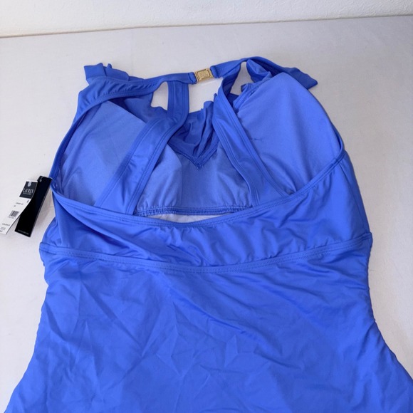 Lauren Ralph Lauren Sky Blue Ruffle Halter Tankini Top Plus Size 20W new - Picture 4 of 10